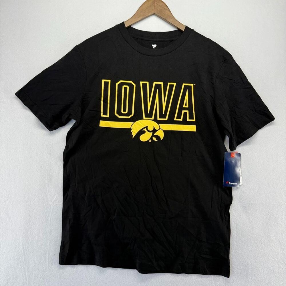 Iowa Hawkeyes Shirt Men's Large Black Spellout Graphic Fanatics University NEW
